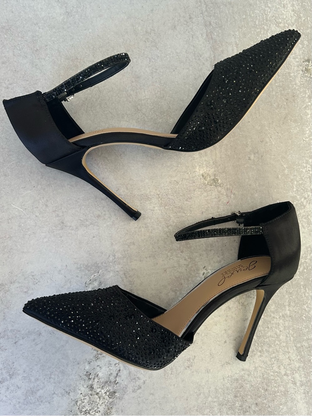 Jewel Badgley Mischka Collection Jailene Ankle Strap Stiletto, Black 7.5 - Picture 7 of 10